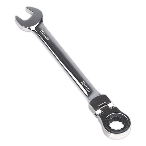 Sealey Flexi-Head Ratchet Combination Spanner 16mm FHRCW16 Sealey - Town Tools