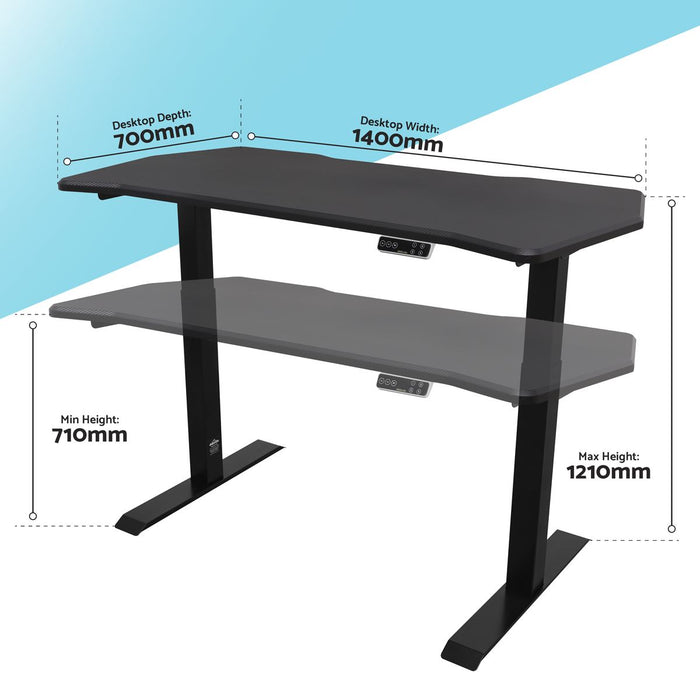 Dellonda  Electric Height Adjustable Standing Desk 1400 x 700mm Dual Motor 100kg