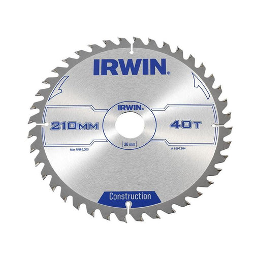 Irwin® Construction Circular Saw Blade 210 x 30mm x 40T ATB IRWIN® - Town Tools