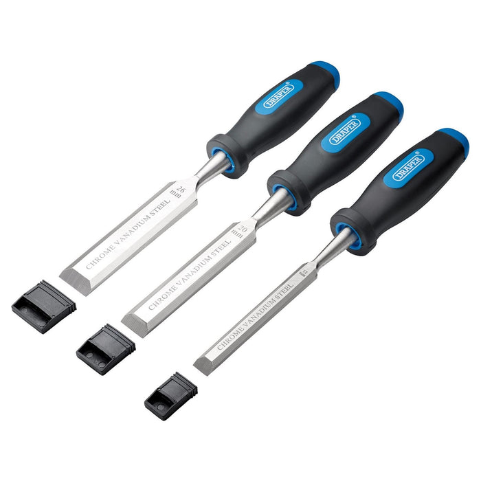 Draper Soft Grip Bevel Edge Wood Chisel Set (3 Piece) Draper - Town Tools
