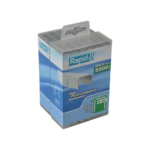 Rapid 140/12 12mm Galvanised Staples (Poly Pack 5000) Rapid - Town Tools