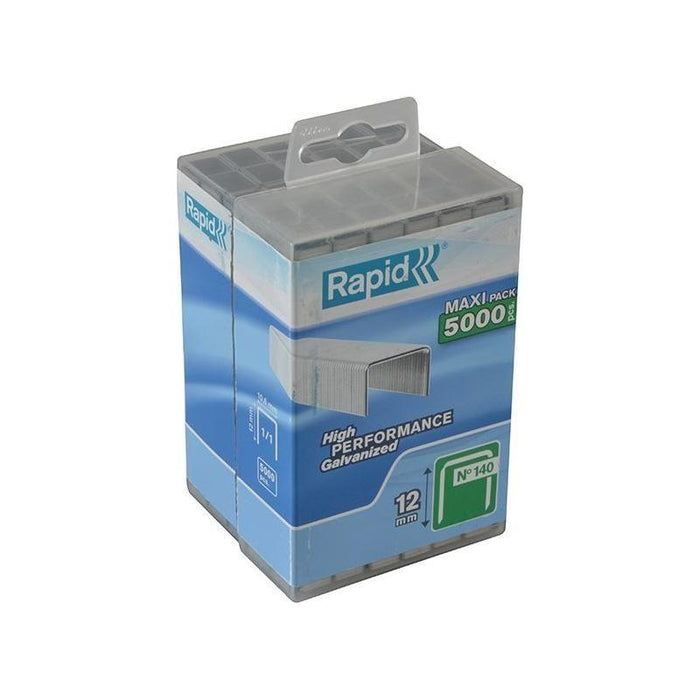 Rapid 140/12 12mm Galvanised Staples (Poly Pack 5000) Rapid - Town Tools