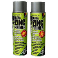 2x E-Tech ULTRA Zinc Primer Paint Spray Metal Welding Galve Rust Prevent 500ml