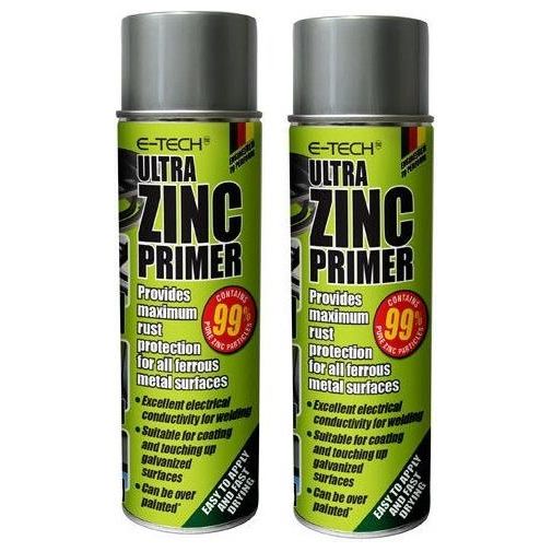 2x E-Tech ULTRA Zinc Primer Paint Spray Metal Welding Galve Rust Prevent 500ml E-Tech - Town Tools 