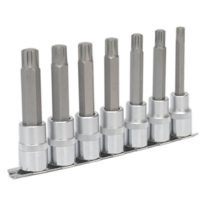 Sealey Ribe Socket Bit Set 7pc 1/2"Sq Drive 100mm AK6235 Sealey - Town Tools 