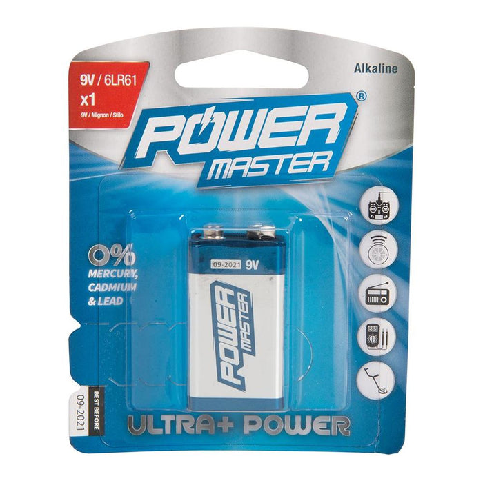 Powermaster 9V Super Alkaline Battery 6LR61 Single PowerMaster - Town Tools 