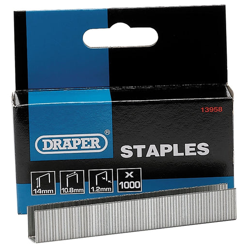 Draper Heavy Duty Staples, 14mm (Pack of 1000) 13958 Draper - Town Tools 