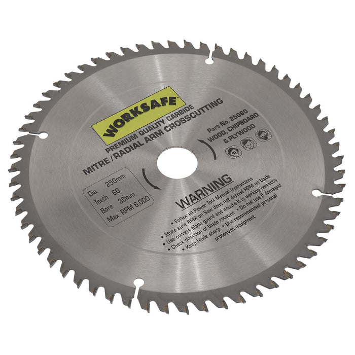 Sealey TCT Saw Blade250 x 30mm 60tpu 25060 Sealey - Town Tools 