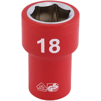 Draper Fully Insulated VDE Socket, 3/8" Sq. Dr., 18mm 31724