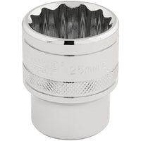 Draper HI-TORQ 12 Point Socket, 1/2" Sq. Dr., 25mm 33418