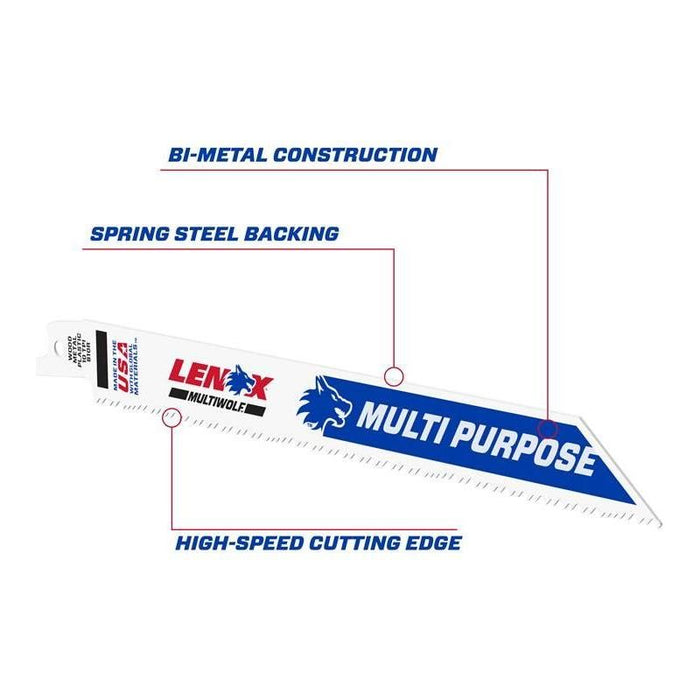 Lenox MultiWolf Wave Edge Reciprocating Saw Blade 203 x 19 x 1.3mm 10 TPI (Pack 25) LENOX - Town Tools