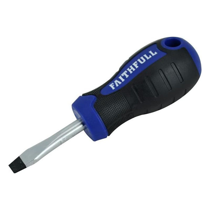 Faithfull Soft Grip Stubby Screwdriver Flared Slotted Tip 6.5 x 38mm Faithfull - Town Tools