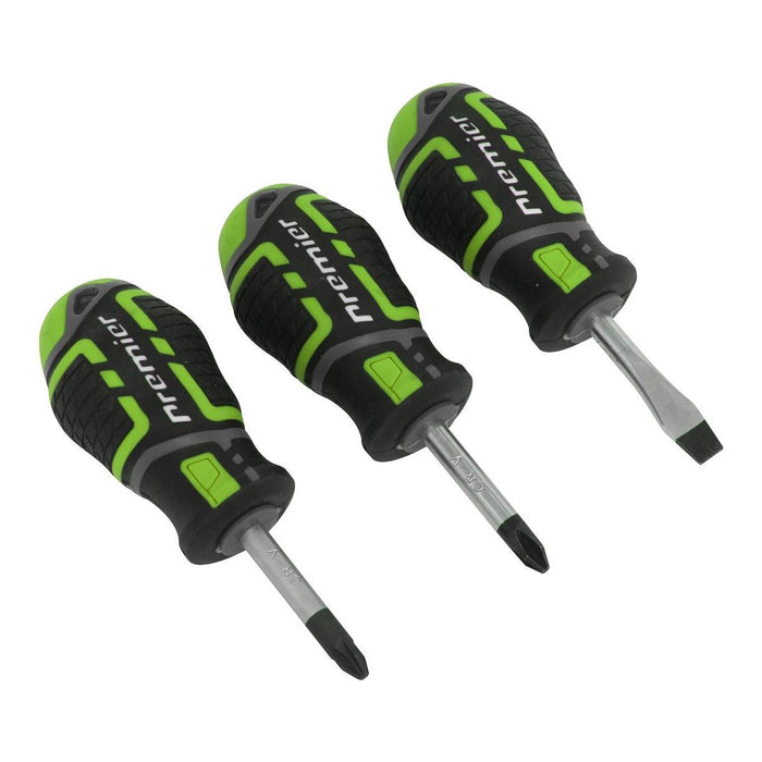 Sealey Premier Premier GripMAX Stubby Screwdriver Set 3pc - Hi-Vis Green Sealey Premier - Town Tools 