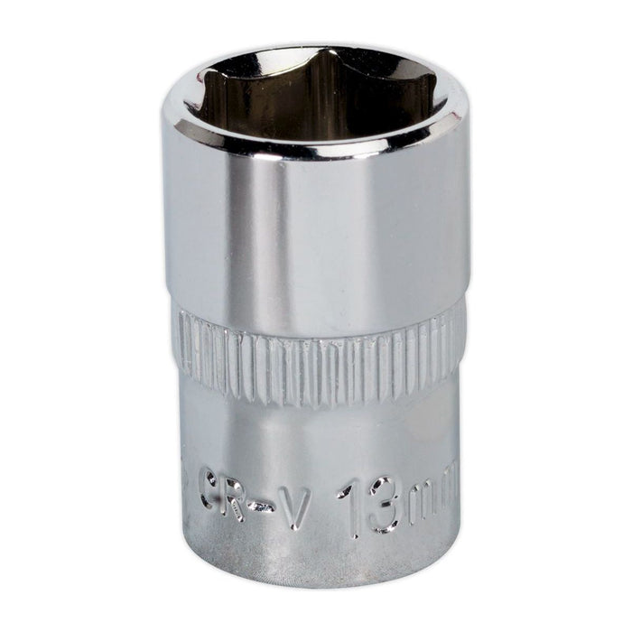 Sealey WallDrive Socket 13mm 3/8"Sq Drive Fully Polished SP3813 Sealey - Town Tools 