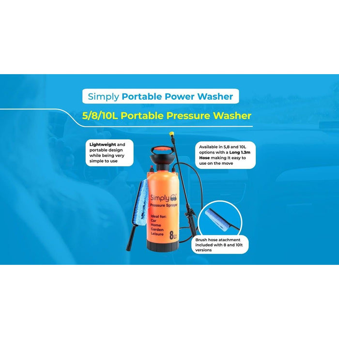 8L Portable Pressure Washer – Hand Pump Action Garden Power Sprayer Water Manual Simply - Town Tools 