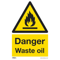 Sealey Warning Safety Sign Danger Waste Oil Self-Adhesive Vinyl SS60V1