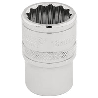 Draper HI-TORQ 12 Point Socket, 1/2" Sq. Dr., 18mm 33202
