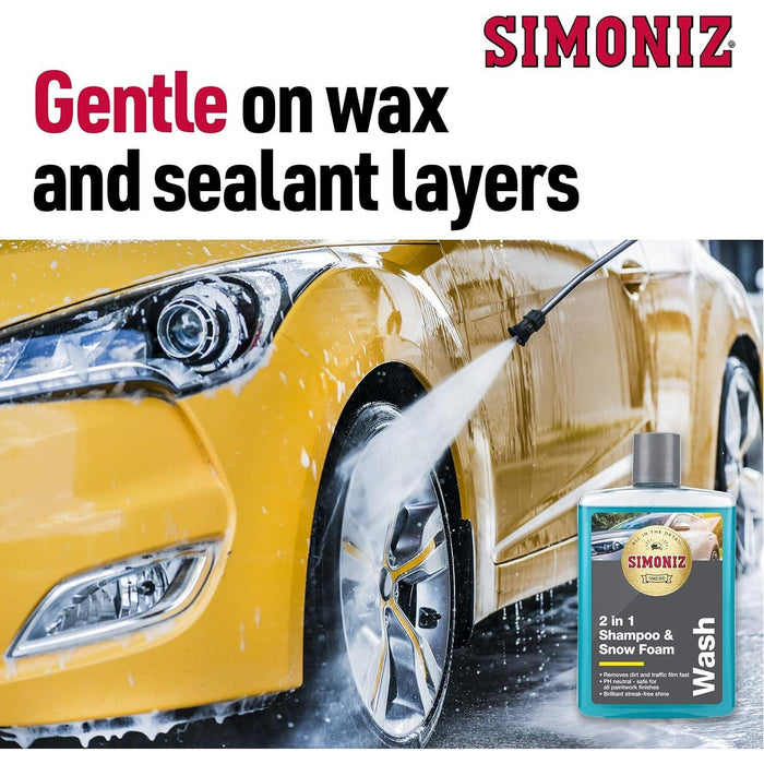 Simoniz Car Shampoo & Wax Removes Dirt Streak-Free Cleaner 5L pH Neutral Town Tools - Town Tools