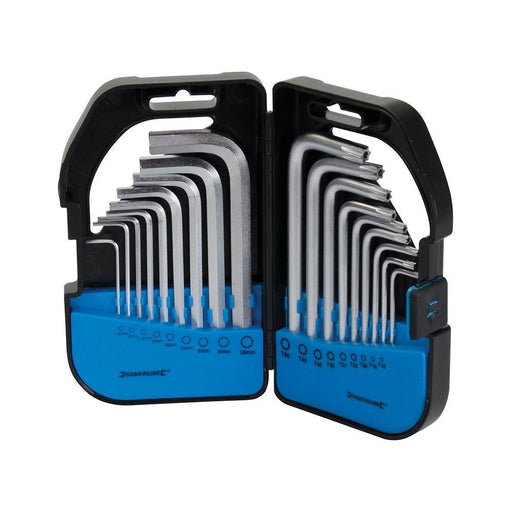Silverline Hex / T9 -T50 Key Set 18pce 1.5-10mm / T10-T50 Silverline - Town Tools 