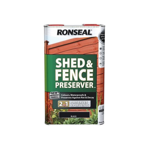 Ronseal Shed & Fence Preserver Black 5 litre Ronseal - Town Tools