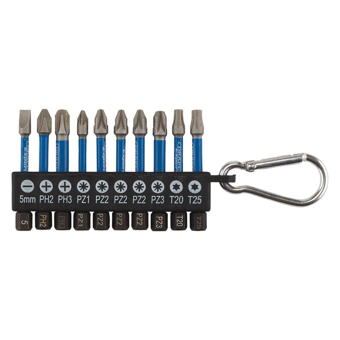 Draper Expert Impact Screwdriver Bit Set, 50mm, 1/4" Hex (10 Piece) 04933 Draper - Town Tools 