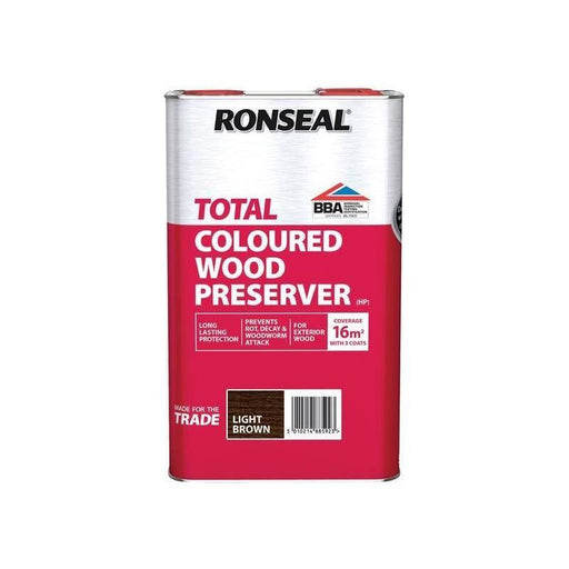 Ronseal Trade Total Wood Preserver Light Brown 5 litre Ronseal - Town Tools