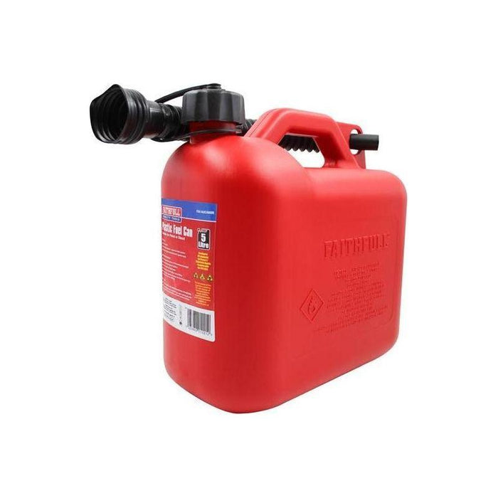 Faithfull Plastic Fuel Can Red 5 litre Faithfull - Town Tools