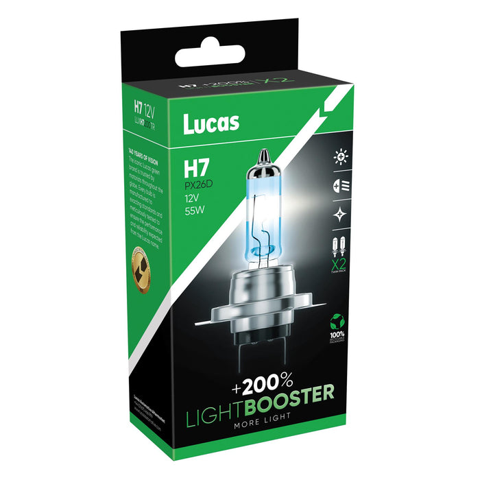 Lucas H7 12v LightBOOSTER 200% Brighter Upgrade Bulbs Headlight Headlamp Lucas - Town Tools
