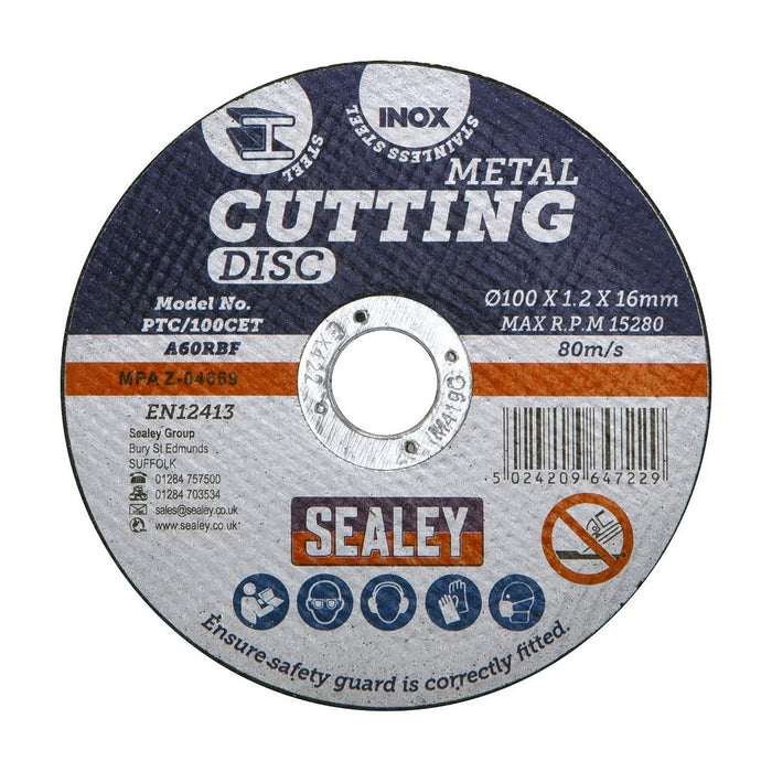 Sealey Cutting Disc100 x 1.2mm16mm Bore PTC/100CET Sealey - Town Tools 