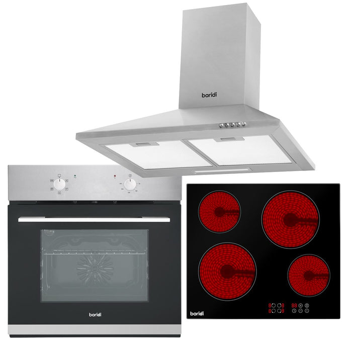 Baridi Ceramic Hob with 4 Cooking Zones Integrated Fan-Assisted Electric Oven Baridi - Town Tools 