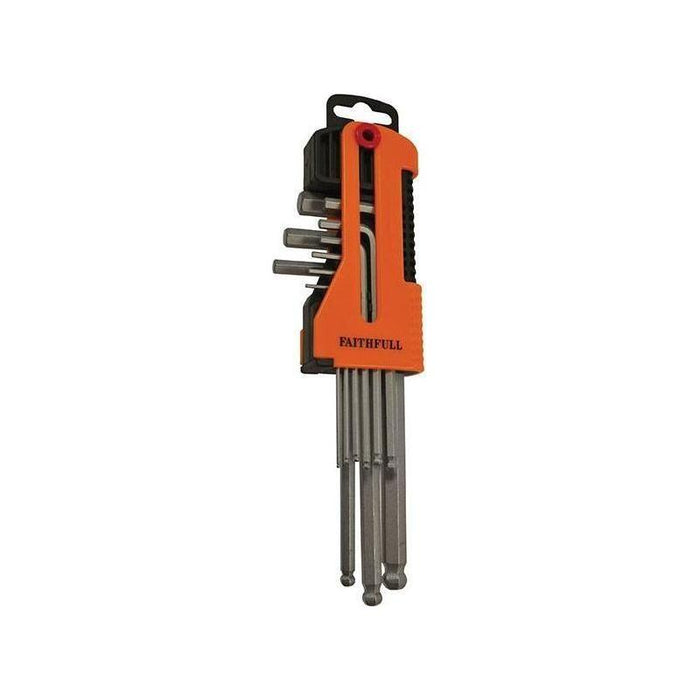 Faithfull Metric Long Arm Ball End Hex Key Set, 9 Piece Faithfull - Town Tools