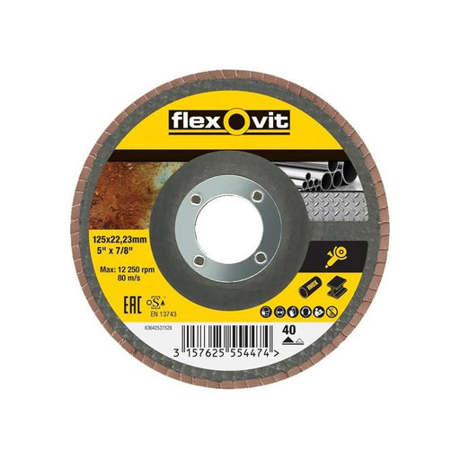 Flexovit Flap Disc For Angle Grinders 125mm 40G Flexovit - Town Tools