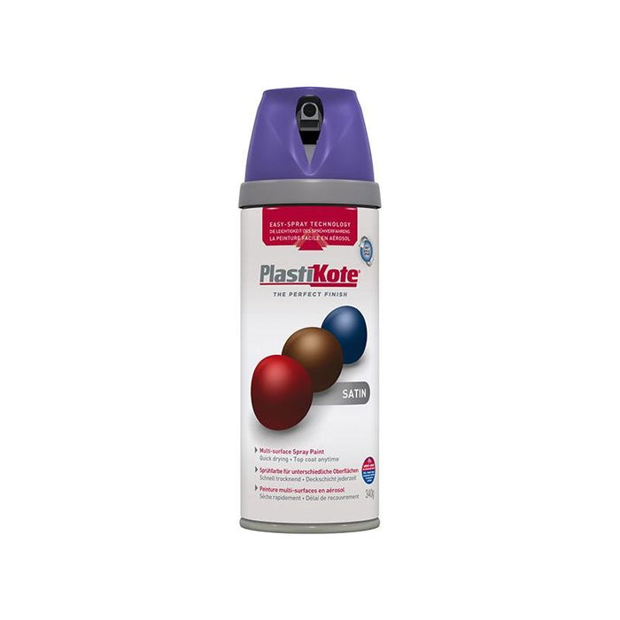 Plastikote Twist & Spray Satin Sumptuous Purple 400ml PlastiKote - Town Tools