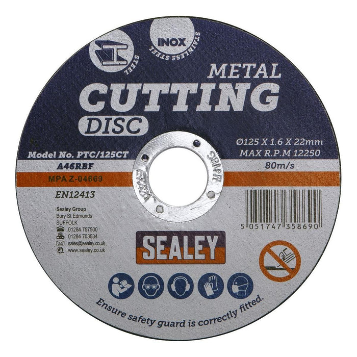 Sealey Cutting Disc125 x 1.6mm 22mm Bore PTC/125CT Sealey - Town Tools 