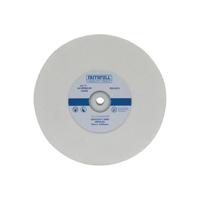 Faithfull General Purpose Grinding Wheel 200 x 25mm White Medium Faithfull - Town Tools