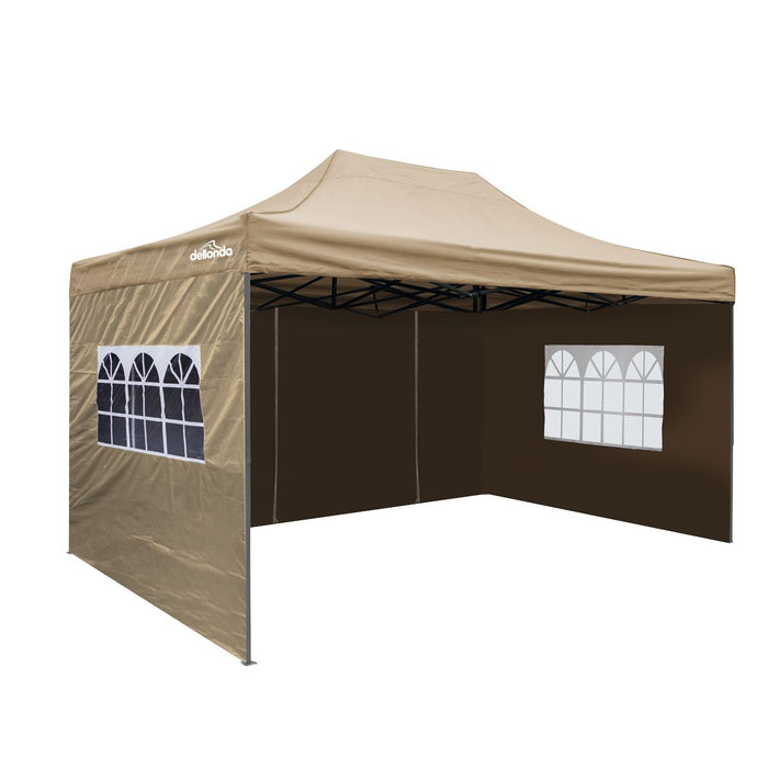 Dellonda 3x4.5m Pop-Up Gazebo & Side Walls Water Resistant Fabric - Beige