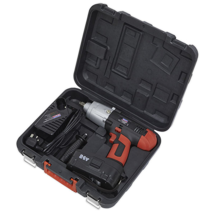 Sealey Cordless Impact Wrench 24V 2Ah Ni-MH 1/2"Sq Drive 410lb.ft CP2450MH Sealey - Town Tools 