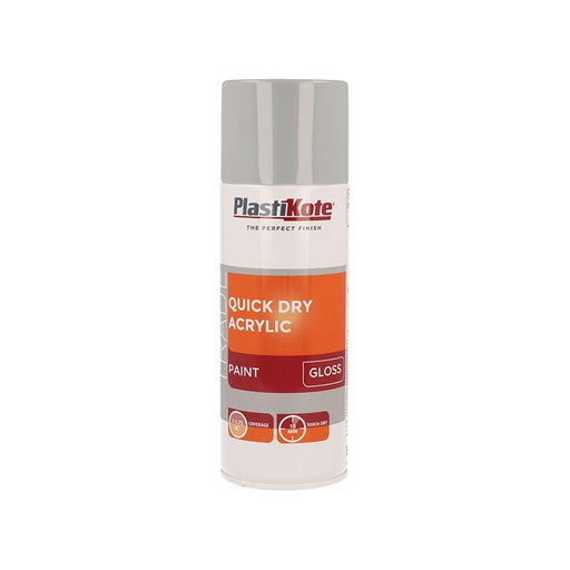 Plastikote Trade Quick Dry Acrylic Spray Paint Gloss Grey 400ml PlastiKote - Town Tools