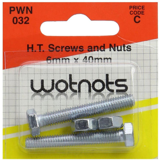 Wot-Nots Set Screw & Nut - M6 x 40mm - Pack of 2 Pearl - Town Tools 