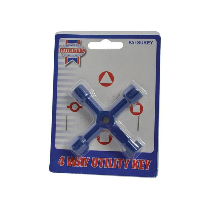 Faithfull 4-Way Services Utility Meter Key Faithfull - Town Tools