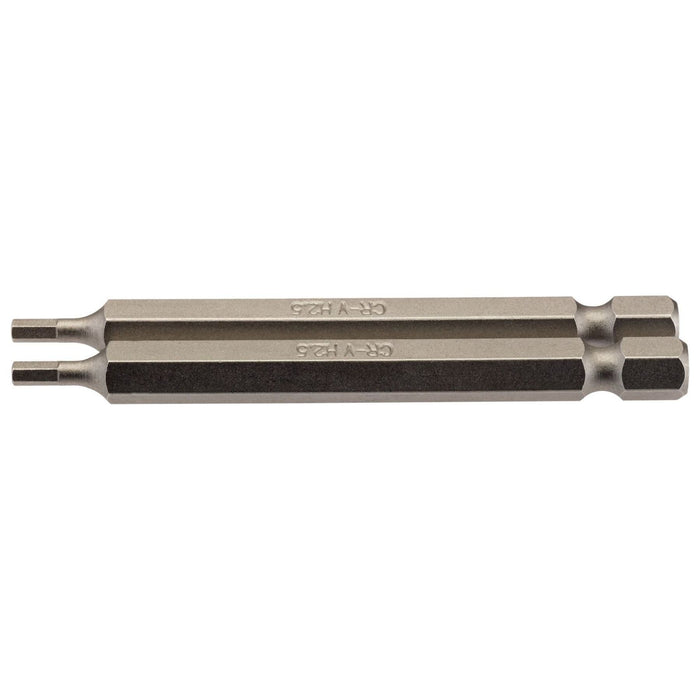 Draper Hexagonal Insert Bit, 2.5mm, 1/4" Hex, 75mm Long (Pack of 2) 64319 Draper - Town Tools 