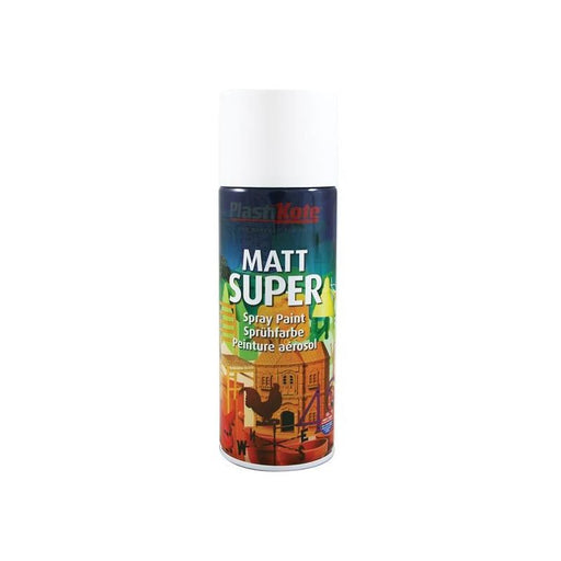 Plastikote Super Spray Matt White RAL 9016 400ml PlastiKote - Town Tools