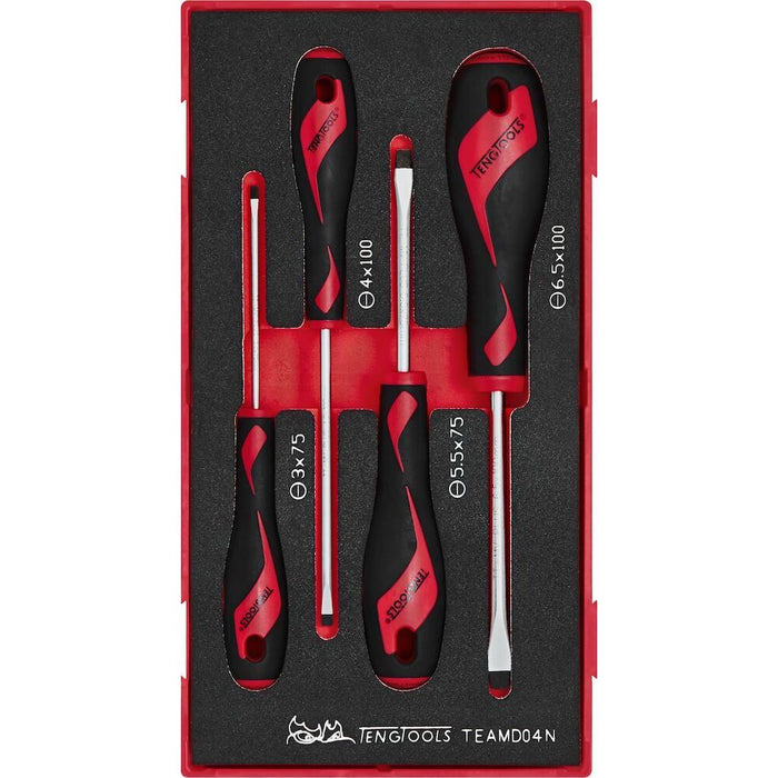Teng Tools Screwdriver Set Flat FOAM1 4 Pieces Teng Tools - Town Tools 