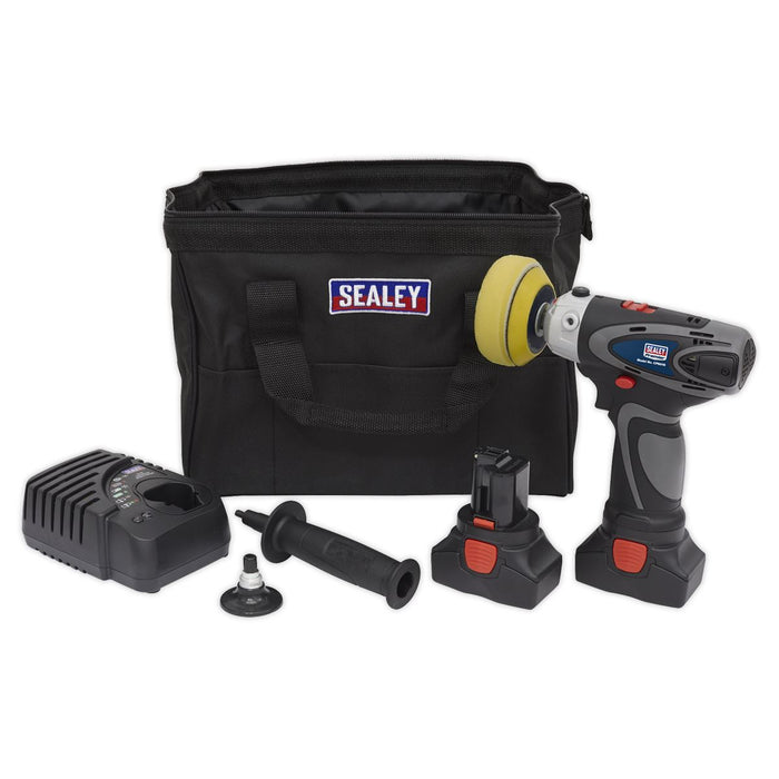 Sealey Cordless Polisher/Sander �75mm 14.4V Li-ion - 2 Batteries CP6005 Sealey - Town Tools 