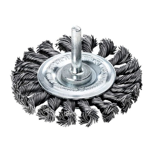 Lessmann Knotted Wheel Brush with Shank 75 x 12mm, 0.50 Steel Wire Carded Lessmann - Town Tools