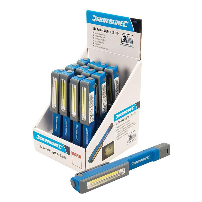 Silverline LED Pocket Light Display Box 12pce COB LED 1.5W 12pce Silverline - Town Tools 