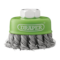 Draper Stainless-Steel Twist-Knot Wire Cup Brush, 65mm, M14