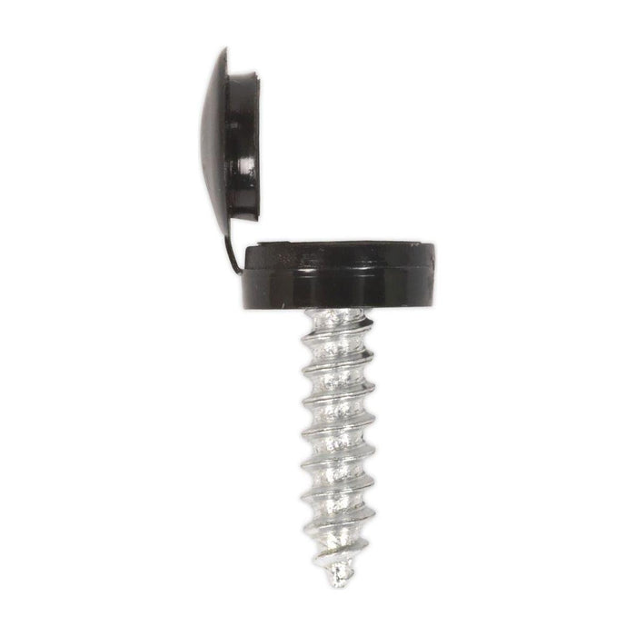Sealey Numberplate Screw & Flip Cap 4.2 x 19mm Black Pack of 50 NPBK50 Sealey - Town Tools 