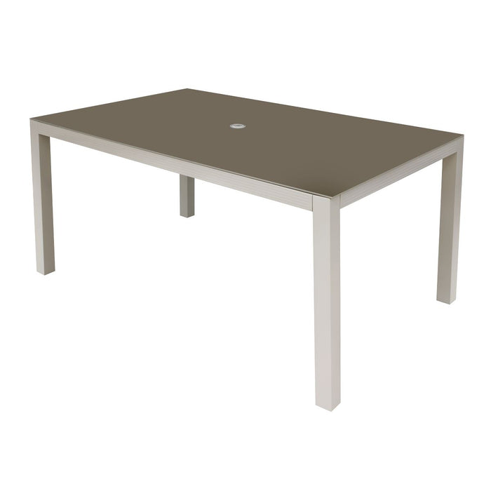 Dellonda Fusion Aluminium Garden Dining Table with Tempered Glass & Parasol Hole - Light Grey