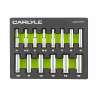 Carlyle Tools 14Pc 1/4 Drive 6 Point Deep Socket Set 4mm To 15mm